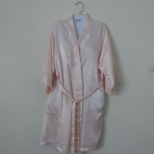 Vintage Dentelle Pale Pink Satin Robe